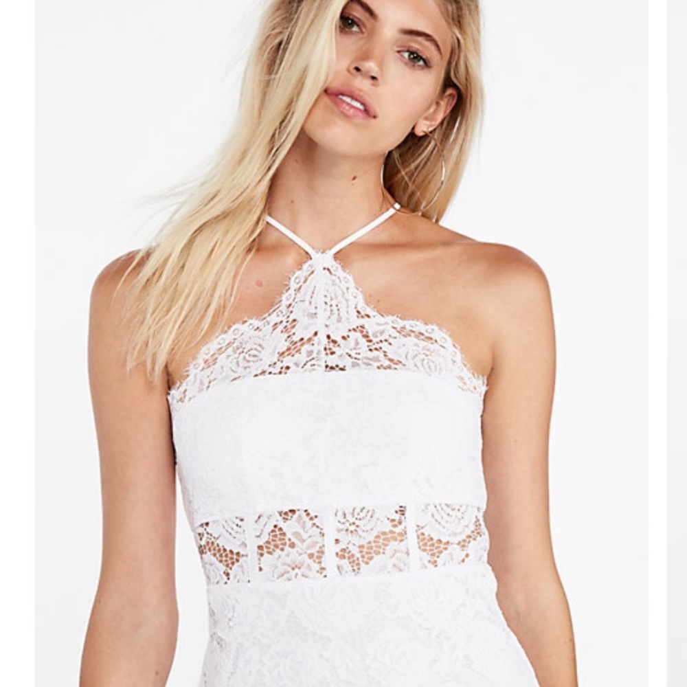 Express Lace Corset Halter Neck Sheath Dress